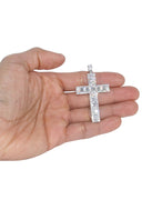 14K White Gold Cross Diamond Pendant & Rope Chain | 4.56 Carats
