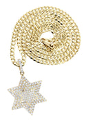 10K Yellow Gold Star Diamond Pendant & Cuban Chain | 0.68 Carats