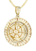 10K Yellow Gold Crown Diamond Pendant & Cuban Chain | 0.4 Carats