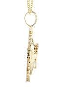 10K Yellow Gold Crown Diamond Pendant & Cuban Chain | 0.4 Carats