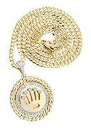 10K Yellow Gold Crown Diamond Pendant & Cuban Chain | 0.4 Carats