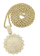 10K Yellow Gold Round Pendant & Rope Chain | 1.94 Carats