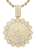 10K Yellow Gold Round Pendant & Rope Chain | 1.94 Carats