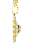 10K Yellow Gold Dog Tag Pendant & Cuban Chain | 2.35 Carats