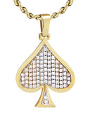 10K Yellow Gold Spades Pendant & Rope Chain | 1.46 Carats