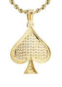 10K Yellow Gold Spades Pendant & Rope Chain | 1.46 Carats