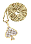 10K Yellow Gold Spades Pendant & Rope Chain | 1.46 Carats