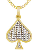 10K Yellow Gold Spades Pendant & Cuban Chain | 0.57 Carats