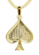 10K Yellow Gold Spades Pendant & Cuban Chain | 0.57 Carats
