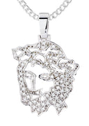 10K White Gold 3D Jesus Head Pendant & Cuban Chain | 0.67 Carats