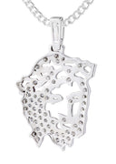 10K White Gold 3D Jesus Head Pendant & Cuban Chain | 0.67 Carats
