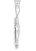 10K White Gold 3D Jesus Head Pendant & Cuban Chain | 0.67 Carats