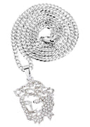 10K White Gold 3D Jesus Head Pendant & Cuban Chain | 0.67 Carats