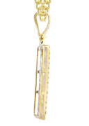 10K Yellow Gold Nugget Dog Tag Pendant & Cuban Chain | 0.84 Carats