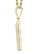 14K Yellow Gold Nugget Dog Tag Pendant & Rope Chain | 0.6 Carats