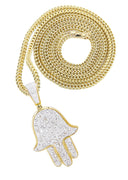 10K Yellow Gold Hamsa Pendant & Franco Chain | 1.09 Carats
