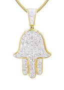 10K Yellow Gold Hamsa Pendant & Franco Chain | 1.09 Carats