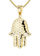 10K Yellow Gold Hamsa Pendant & Franco Chain | 1.09 Carats