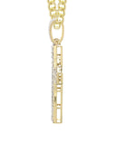 14K Yellow Gold Cross Diamond Pendant & Cuban Chain | 4.19 Carats