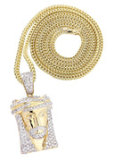 10K Yellow Gold Jesus Head Diamond Pendant & Franco Chain | 2.35 Carats