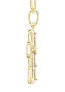 14K Yellow Gold Cross Diamond Pendant & Cuban Chain | 0.66 Carats
