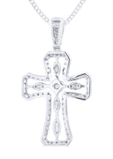 14K White Gold Cross Diamond Pendant & Cuban Chain | 0.66 Carats