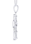 14K White Gold Cross Diamond Pendant & Cuban Chain | 0.66 Carats