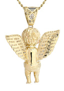 10K Yellow Gold Angel Diamond Pendant & Rope Chain | 2.69 Carats