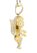 10K Yellow Gold Angel Diamond Pendant & Rope Chain | 2.69 Carats
