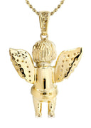 10K Yellow Gold Angel Diamond Pendant & Rope Chain | 0.96 Carats