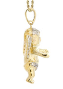 10K Yellow Gold Angel Diamond Pendant & Rope Chain | 0.96 Carats