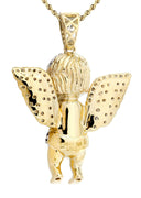 10K Yellow Gold Angel Diamond Pendant & Rope Chain | 1.87 Carats