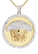10K Yellow Gold Versace Diamond Pendant & Franco Chain | 2.49 Carats