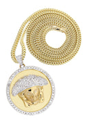 10K Yellow Gold Versace Diamond Pendant & Franco Chain | 2.49 Carats