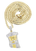 10K Yellow Gold Jesus Head Pendant & Cuban Chain | 1.19 Carats