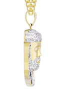 10K Yellow Gold Jesus Head Pendant & Cuban Chain | 1.19 Carats