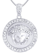 14 White Gold Versace Diamond Pendant & Franco Chain | 1.5 Carats
