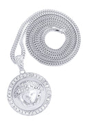 14 White Gold Versace Diamond Pendant & Franco Chain | 1.5 Carats