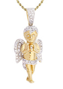 14 Yellow Gold Angel Diamond Pendant & Rope Chain | 1.31 Carats