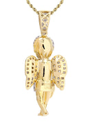 14 Yellow Gold Angel Diamond Pendant & Rope Chain | 1.31 Carats