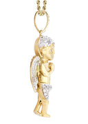 14 Yellow Gold Angel Diamond Pendant & Rope Chain | 1.31 Carats