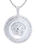 10K White Gold Versace Diamond Pendant & Rope Chain | 1.37 Carats