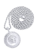 10K White Gold Versace Diamond Pendant & Rope Chain | 1.37 Carats