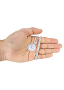 10K White Gold Versace Diamond Pendant & Rope Chain | 1.37 Carats