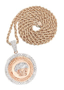 10K Rose Gold Versace Diamond Pendant & Franco Chain | 1.02 Carats