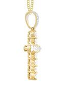 14K Yellow Gold Cross Diamond Pendant & Cuban Chain | 1.55 Carats