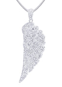 14K White Gold Angel Wing Diamond Pendant & Franco Chain | 1.75 Carats