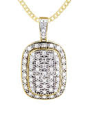 10K Yellow Gold Dog Tag Pendant & Cuban Chain | 1.94 Carats