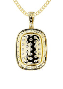 10K Yellow Gold Dog Tag Pendant & Cuban Chain | 1.94 Carats