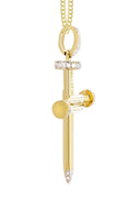 10K Yellow Gold Cross Diamond Pendant & Cuban Chain | 0.19 Carats